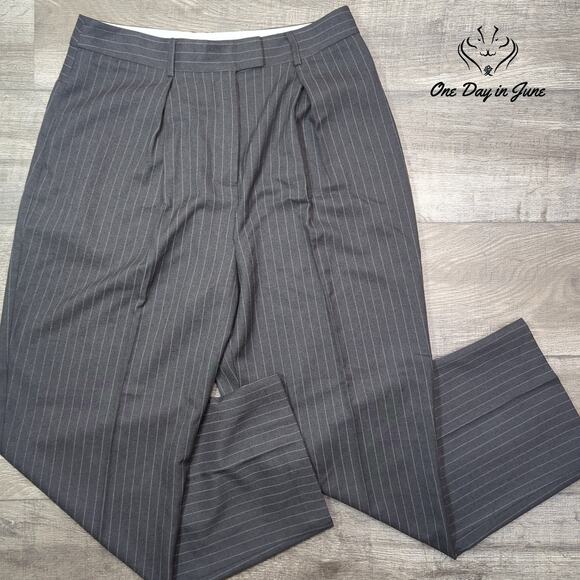 Topshop Wide Leg Pin Stripe Button Fly Pants Size 12 - Picture 1 of 6